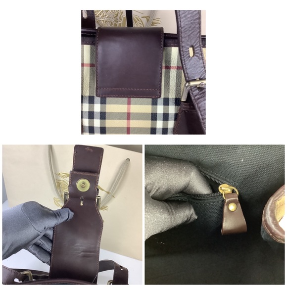 🛍BURBERRY Vintage Coated Canvas(PVC) House Check Shoulder bag🛍 - Picture 9 of 12